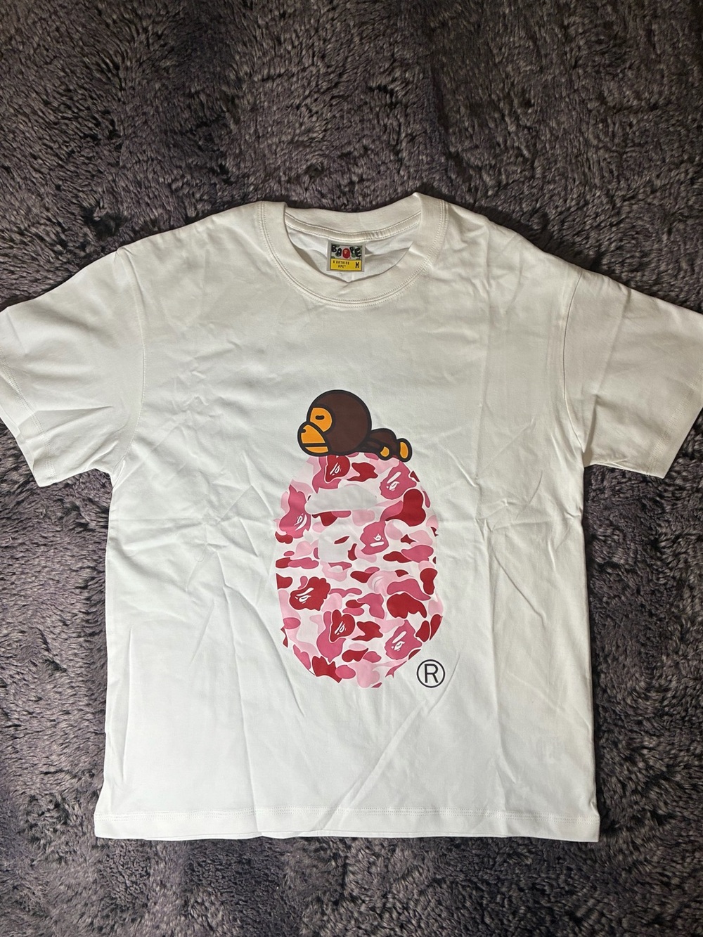 BAPE Pink Camo White T Shirt with Milo